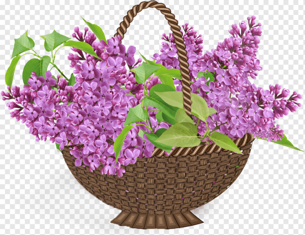 Корзина с цветами и с сиренью
