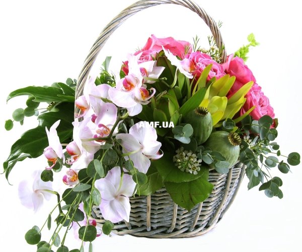 Красивые цветы в вазах и корзинках