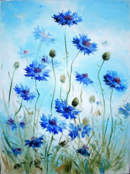 Васильки акрилом