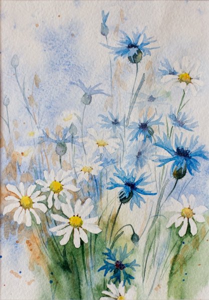 Рисование цветов акварелью для детей