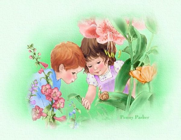 Маленькие детки с цветами