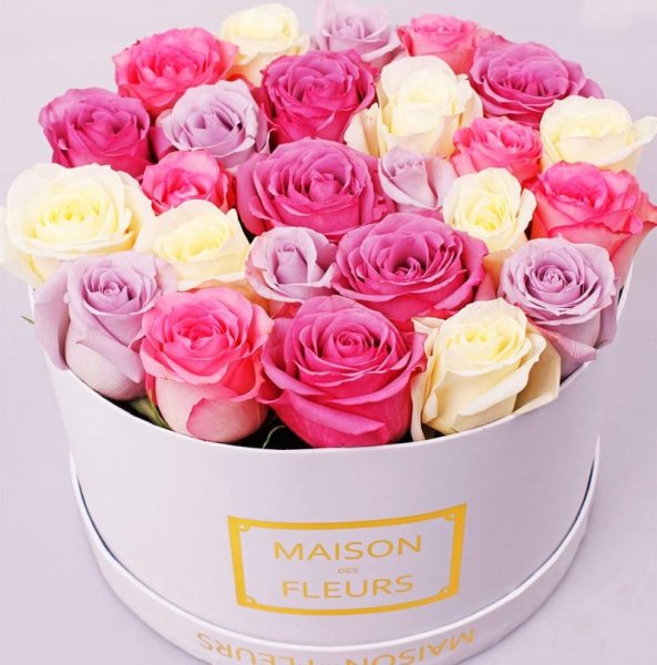 Коробка цветов с днем рождения