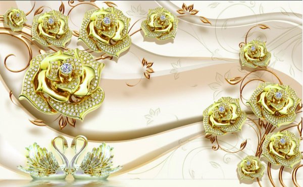 Цветы белые с золотом