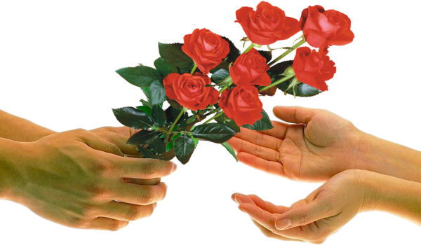 Мужчина с цветами в руках