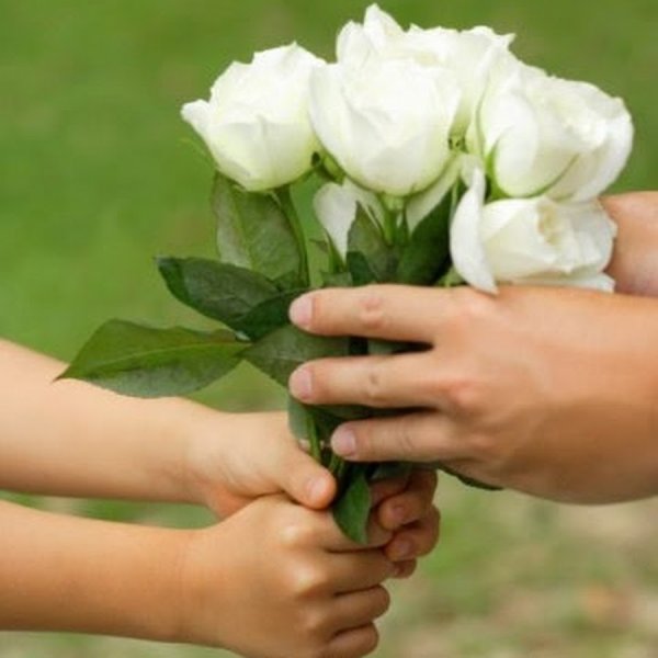 Один цветок в мужской руке