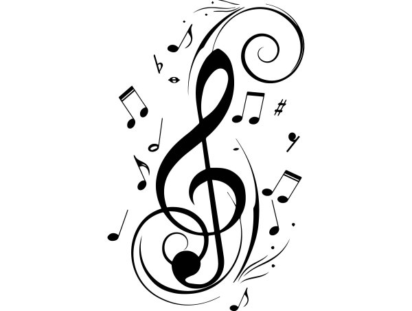 Скрипичный ключ и цветы