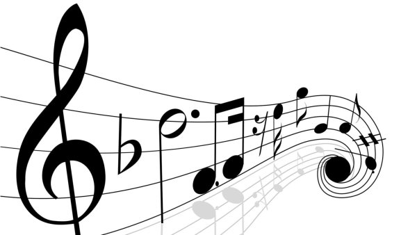 Красивый скрипичный ключ с цветами