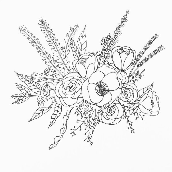 Букет раскраска