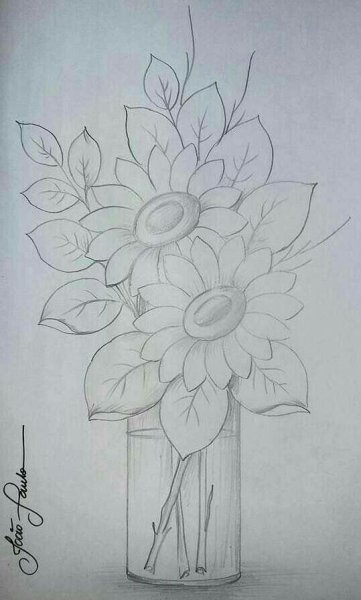 Букет цветов карандашом для детей