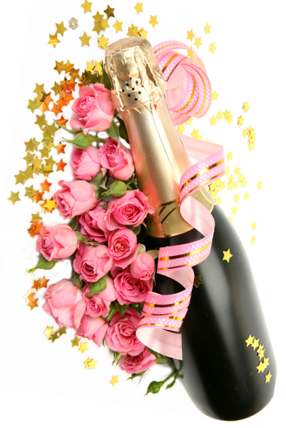 Открытки с днём рождения с шампанским