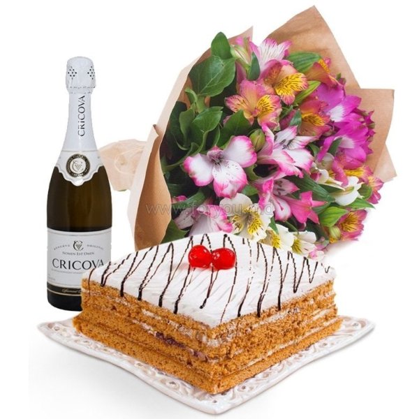 Цветы шампанское конфеты