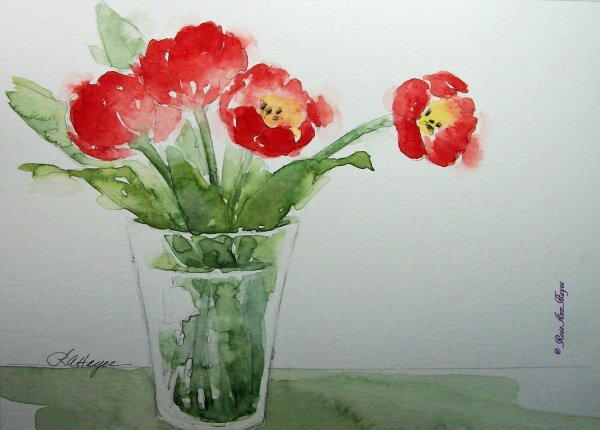 Прозрачная ваза акварелью