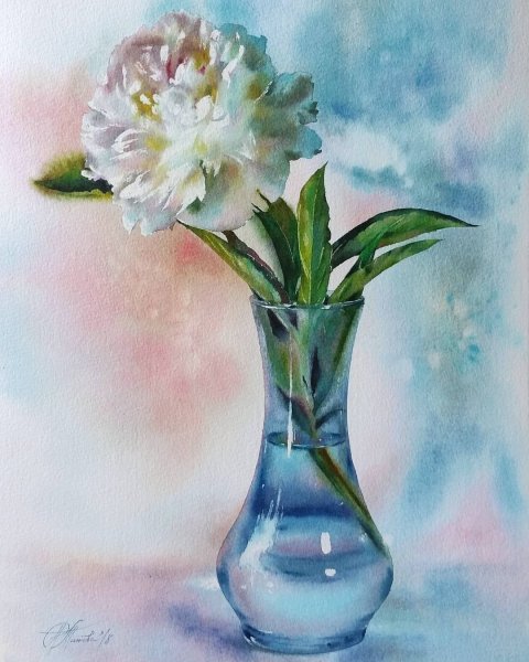 Натюрморт цветов акварелью