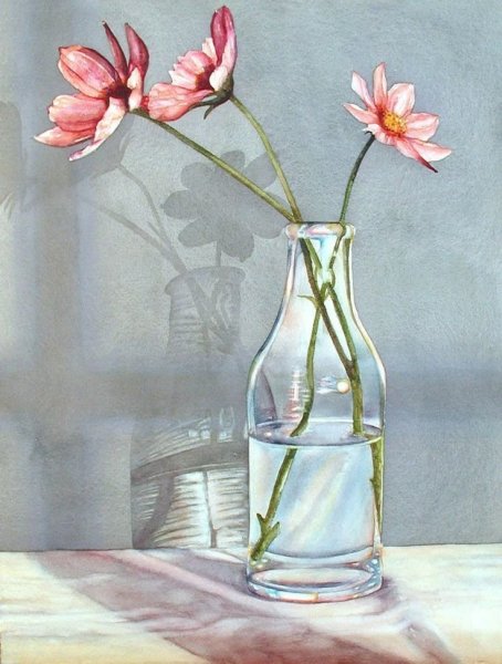 Ваза с цветами акварелью