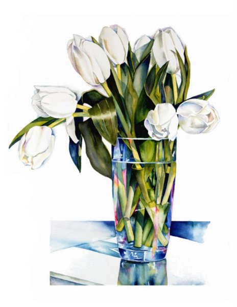 Розы в вазе акварелью