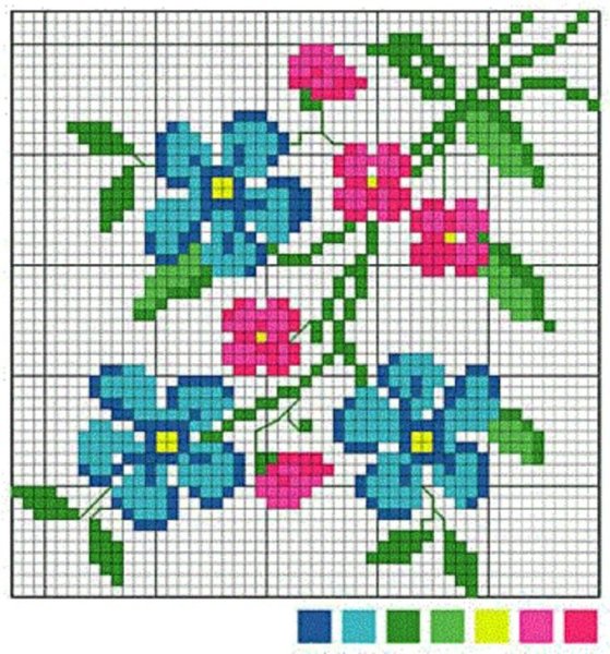 Вышивка крестом простые цветы
