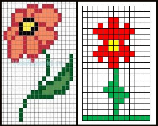 Рисование по клеточкам цветы
