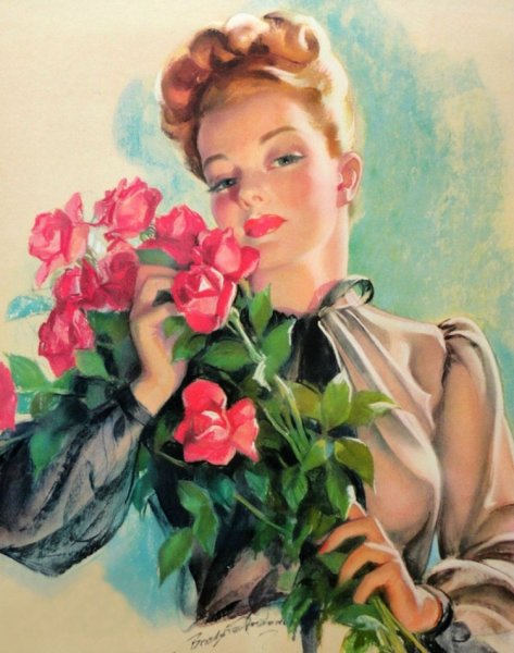 Открытка Винтажная девочка