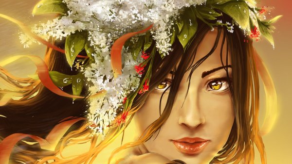 Силуэт девушки в цветах