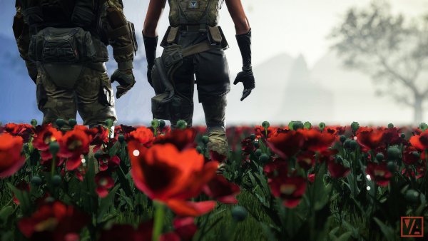 Солдат дарит цветы