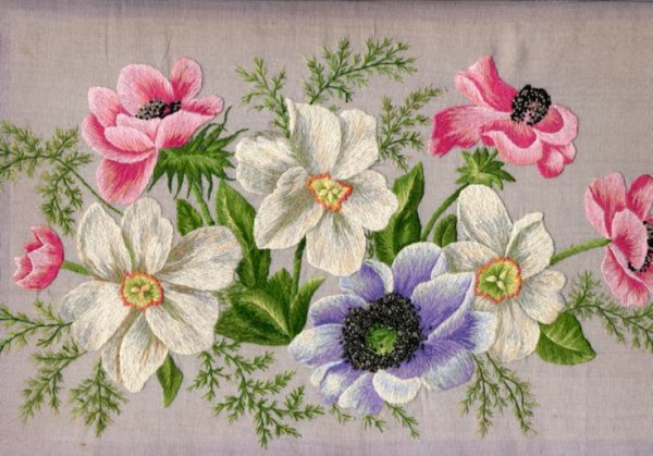 Цветная гладь вышивка