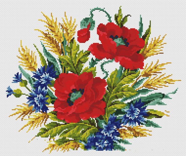 Схема вышивки "васильки и рожь" Марья Искусница