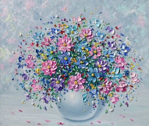 Мелкие цветы акрилом