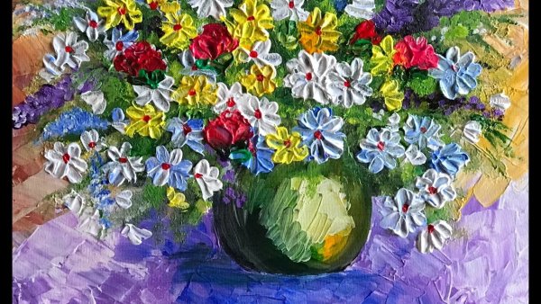 Букет цветов красками