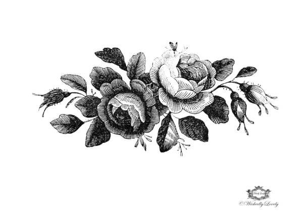 Винтажные цветы черно белые