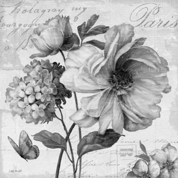 Цветы для декупажа монохром