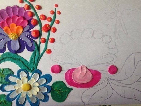 Рисование пластилином цветы