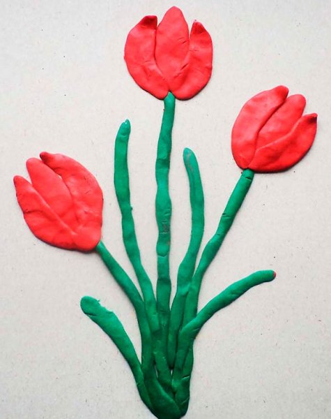 Плоскостная лепка цветы