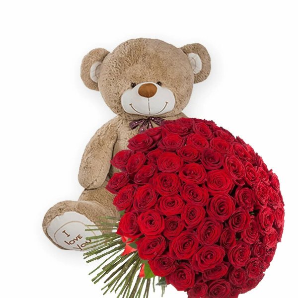 Мишка и цветы