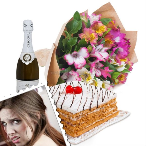 Торт шампанское цветы