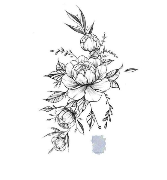 Цветы черной ручкой