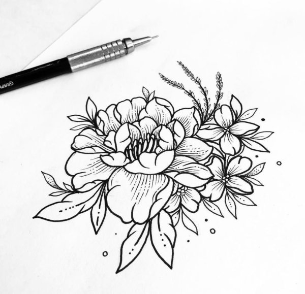 Мелкие цветы эскиз тату