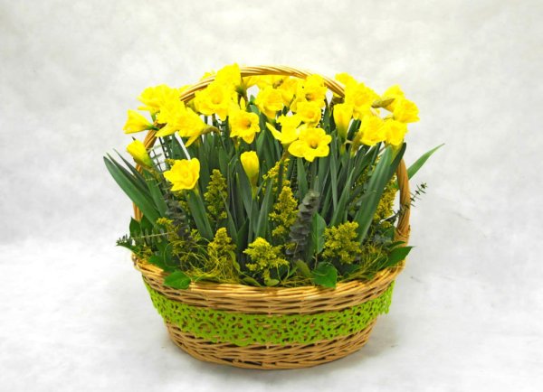 Корзинка с весенними цветами