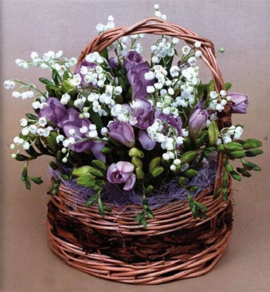 Весенняя композиция в корзинке