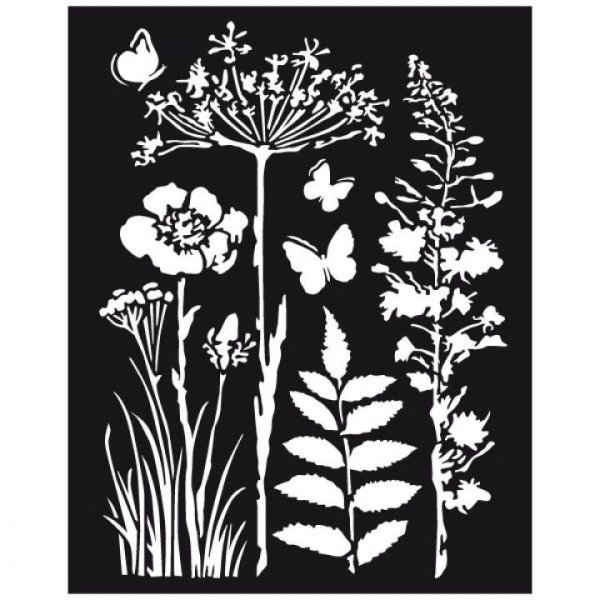 Монохромный узор полевые цветы