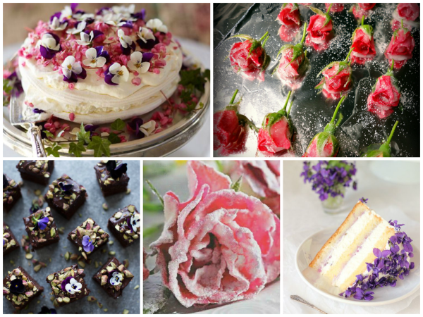 Украшение блюд засахаренными цветами