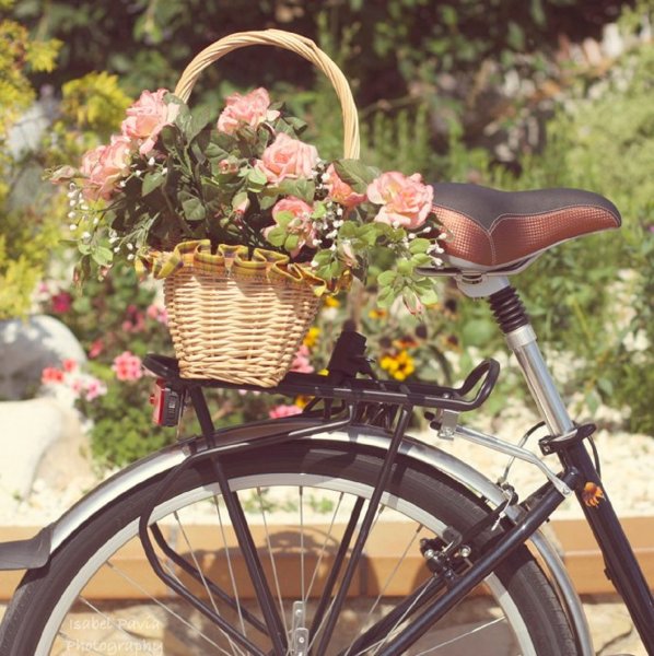 Велосипед с корзинкой цветов