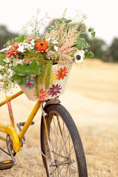 Велосипед с корзиной цветов