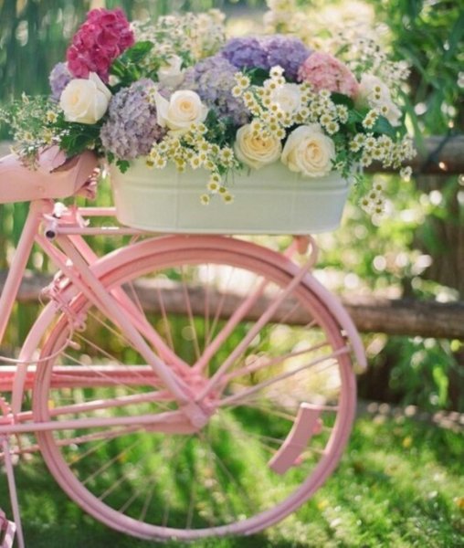 Велосипед цветы