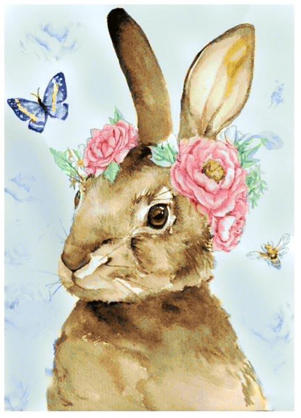 Кролик в весенних цветах