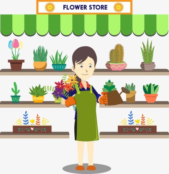 Продавец цветов рисунок