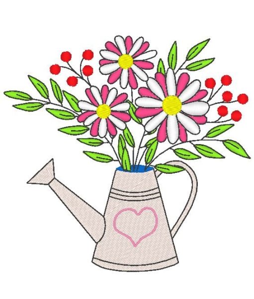 Рисование цветы в лейке