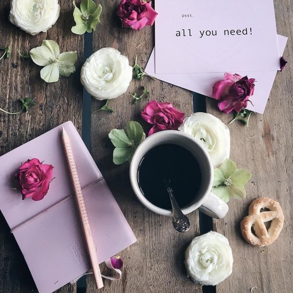 Кофе цветы стильные