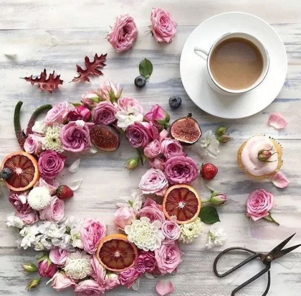 Утро кофе цветы