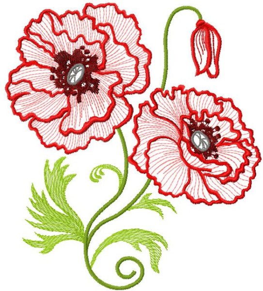 Машинная вышивка маки