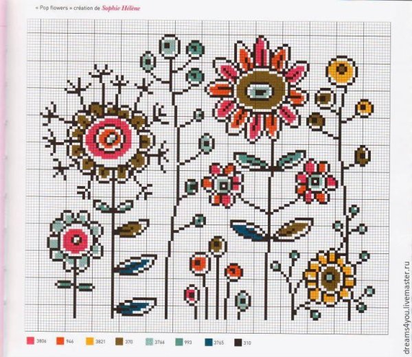 Цветочные мотивы для вышивки